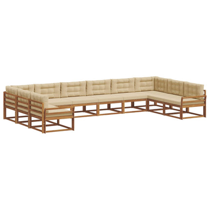 Utomhussoffset med kudde 10 pcs Naturlig och Beige
