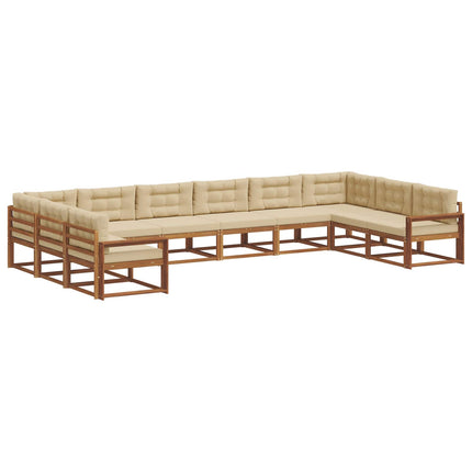 Utomhussoffset med kudde 10 pcs Naturlig och Beige