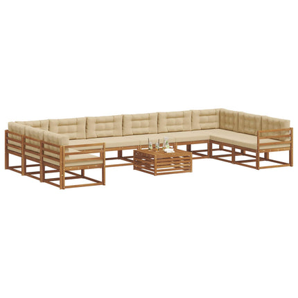 Utomhussoffset med kudde 11 pcs Naturlig och Beige