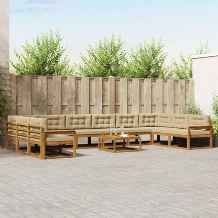 Utomhussoffset med kudde 11 pcs Naturlig och Beige