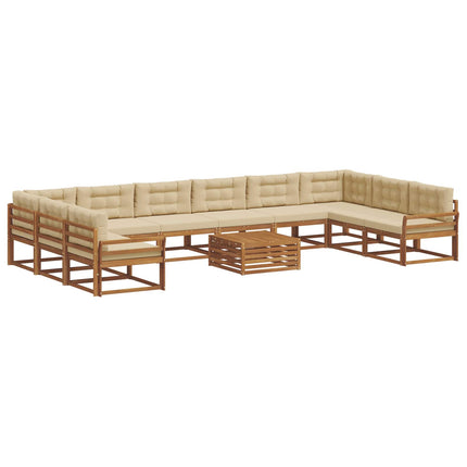 Utomhussoffset med kudde 11 pcs Naturlig och Beige