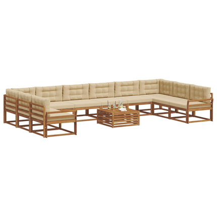 Utomhussoffset med kudde 11 pcs Naturlig och Beige