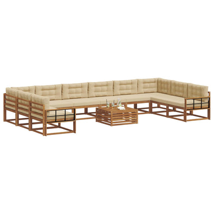 Utomhussoffset med kudde 11 pcs Naturlig och Beige