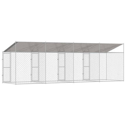 Hundbur med tak Silver 800 x 200 x 256 cm Stål och PE