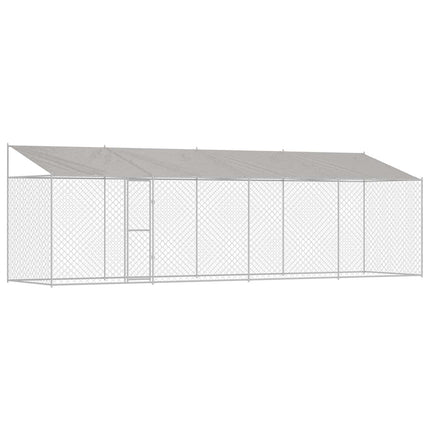 Hundbur med tak Silver 800 x 200 x 256 cm Stål och PE