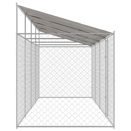Hundbur med tak Silver 800 x 200 x 256 cm Stål och PE
