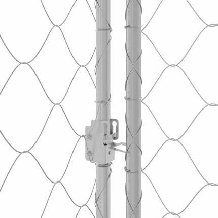 Hundbur med tak Silver 800 x 200 x 256 cm Stål och PE