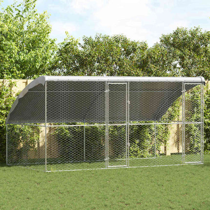 Hundbur med lagring 2 pcs Silver 4 x 2 x 2 m Galvaniserat stål