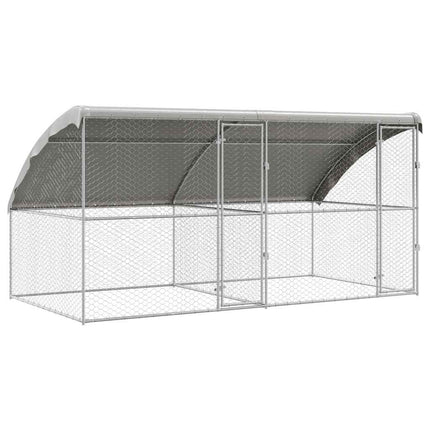 Hundbur med lagring 2 pcs Silver 4 x 2 x 2 m Galvaniserat stål