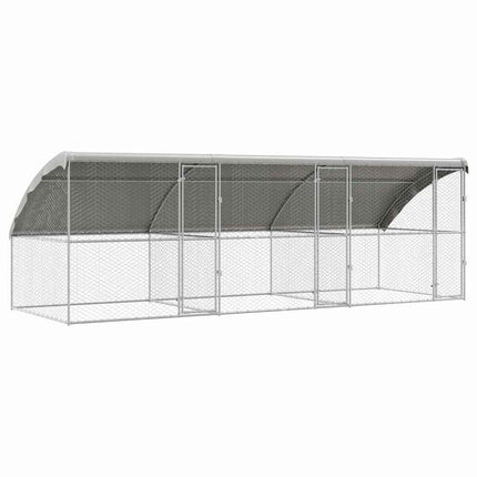 Hundbur med lagring 3 pcs Silver 6 x 2 x 2 m Galvaniserat stål