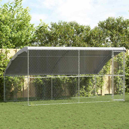 Hundbur med lagring 2 pcs Silver 4 x 2 x 2 m Galvaniserat stål