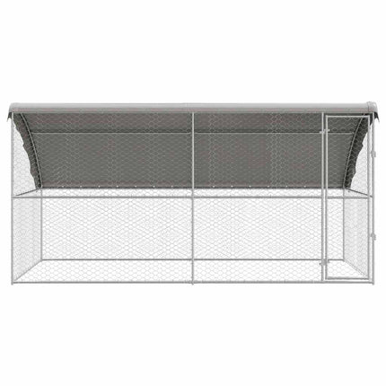Hundbur med lagring 2 pcs Silver 4 x 2 x 2 m Galvaniserat stål