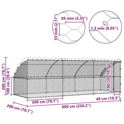 Hundbur med lagring 3 pcs Silver 6 x 2 x 2 m Galvaniserat stål