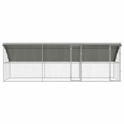 Hundbur med lagring 3 pcs Silver 6 x 2 x 2 m Galvaniserat stål