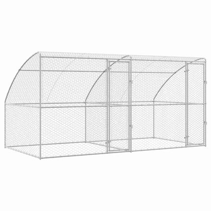 Hundbur med lagring 2 pcs Silver 4 x 2 x 2 m Galvaniserat stål