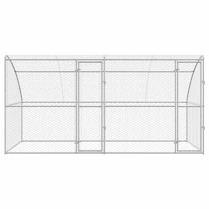 Hundbur med lagring 2 pcs Silver 4 x 2 x 2 m Galvaniserat stål