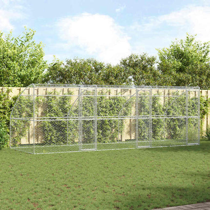 Hundbur med lagring 3 pcs Silver 6 x 2 x 2 m Galvaniserat stål