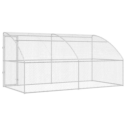 Hundbur med lagring 2 pcs Silver 4 x 2 x 2 m Galvaniserat stål