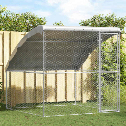 Hundbur med lagring Silver 2 x 2 x 2 m Galvaniserat stål