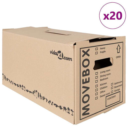 Flyttlåda 20 pcs Naturfärg 59 x 31,5 x 31,5 cm Kartong
