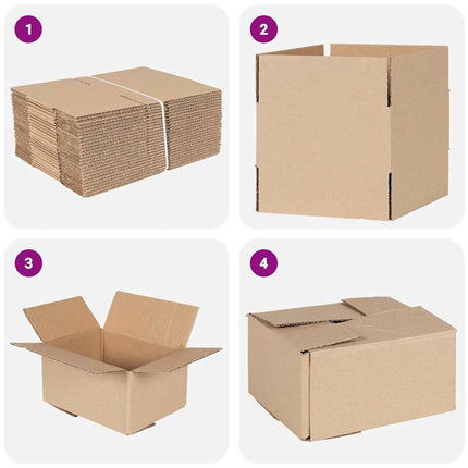 Vikbar låda 50 pcs Naturfärg 20 x 15 x 10 cm Kartong