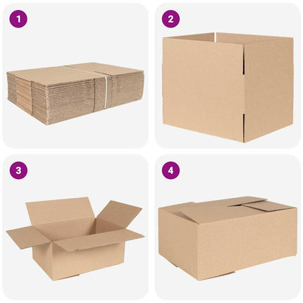 Vikbar låda 50 pcs Naturfärg 35 x 24 x 15 cm Kartong