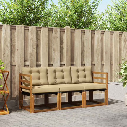 Utomhussoffset med kudde 3 pcs Naturlig och Beige