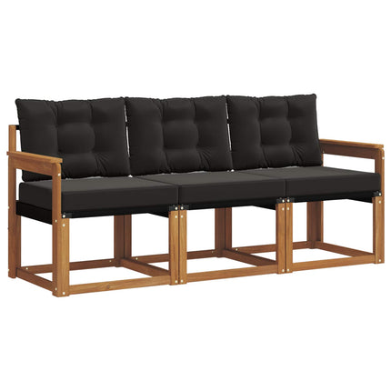 Utomhussoffset med kudde 3 pcs Naturlig och svart