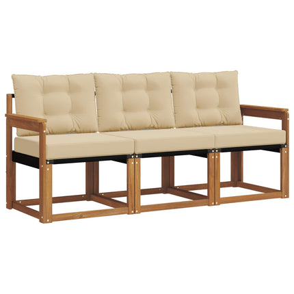 Utomhussoffset med kudde 3 pcs Naturlig och Beige
