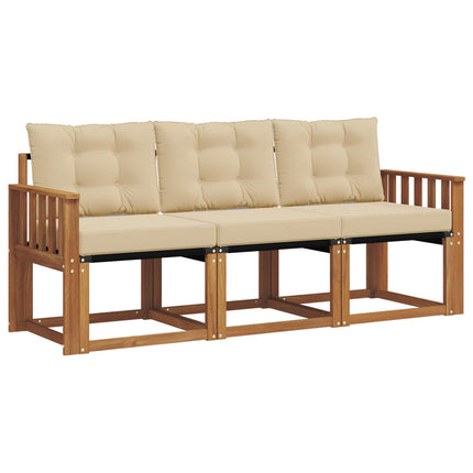 Utomhussoffset med kudde 3 pcs Naturlig och Beige