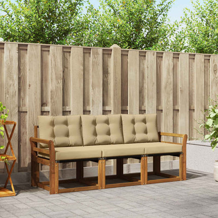 Utomhussoffset med kudde 3 pcs Naturlig och Beige