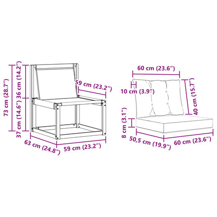 Utomhussoffset med kudde 3 pcs Naturlig och svart