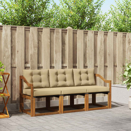 Utomhussoffset med kudde 3 pcs Naturlig och Beige