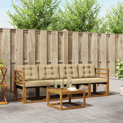 Utomhussoffset med kudde 5 pcs Naturlig och Beige