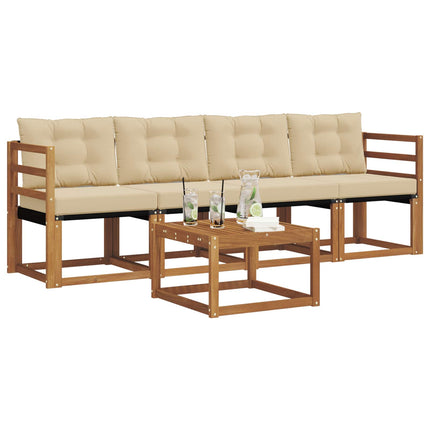 Utomhussoffset med kudde 5 pcs Naturlig och Beige