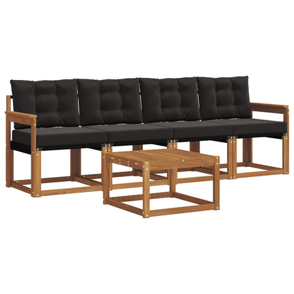 Utomhussoffset med kudde 5 pcs Naturlig och svart