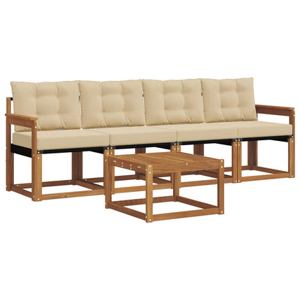 Utomhussoffset med kudde 5 pcs Naturlig och Beige
