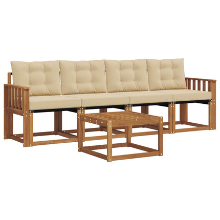 Utomhussoffset med kudde 5 pcs Naturlig och Beige