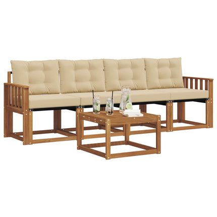 Utomhussoffset med kudde 5 pcs Naturlig och Beige