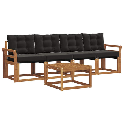 Utomhussoffset med kudde 5 pcs Naturlig och svart