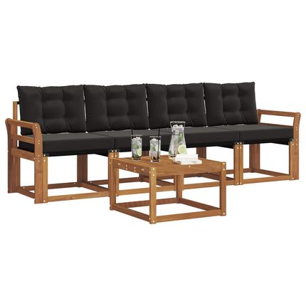 Utomhussoffset med kudde 5 pcs Naturlig och svart