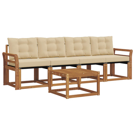Utomhussoffset med kudde 5 pcs Naturlig och Beige