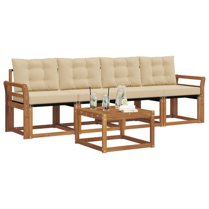 Utomhussoffset med kudde 5 pcs Naturlig och Beige