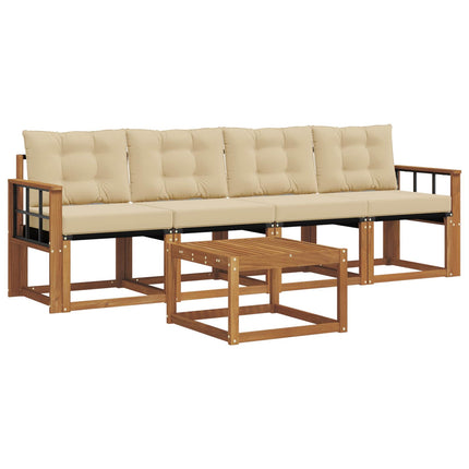 Utomhussoffset med kudde 5 pcs Naturlig och Beige
