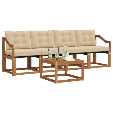 Utomhussoffset med kudde 5 pcs Naturlig och Beige