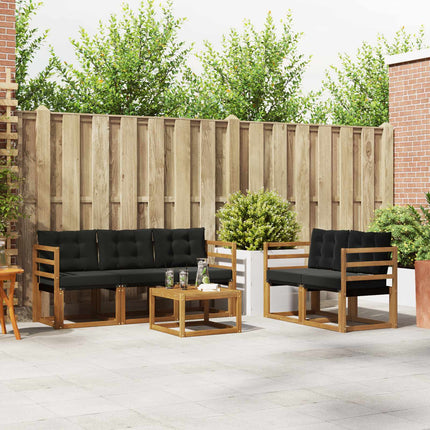 Utomhussoffset med kudde 6 pcs Naturlig och svart