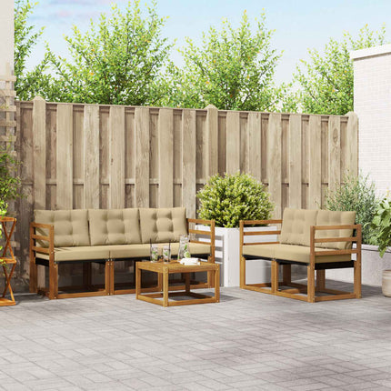 Utomhussoffset med kudde 6 pcs Naturlig och Beige