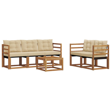 Utomhussoffset med kudde 6 pcs Naturlig och Beige