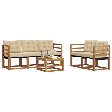 Utomhussoffset med kudde 6 pcs Naturlig och Beige