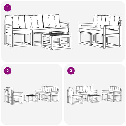 Utomhussoffset med kudde 6 pcs Naturlig och Grädde
